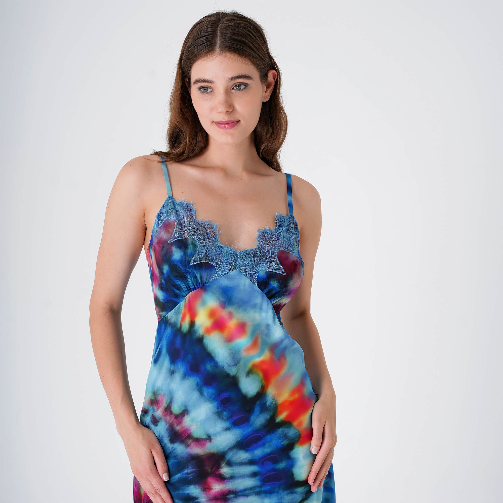 Chloe - Multicolor Blue Viscose Dress